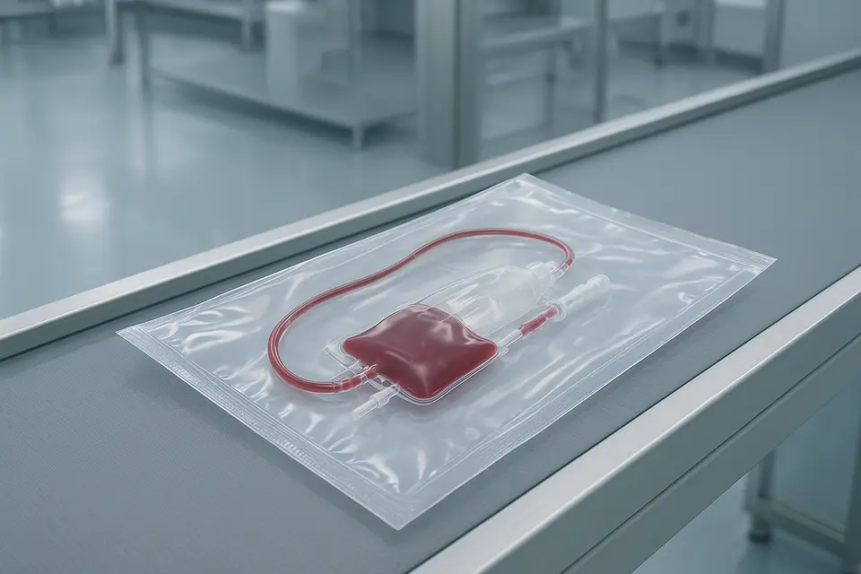 Sterile packed medical blood bag