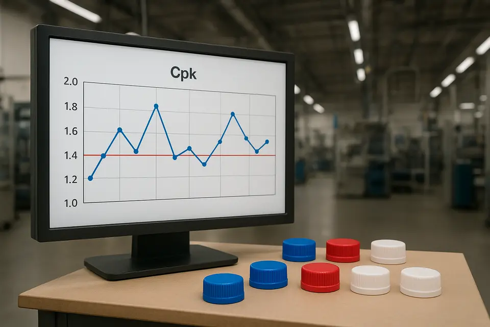 Manufacturing Cpk chart with plastic caps