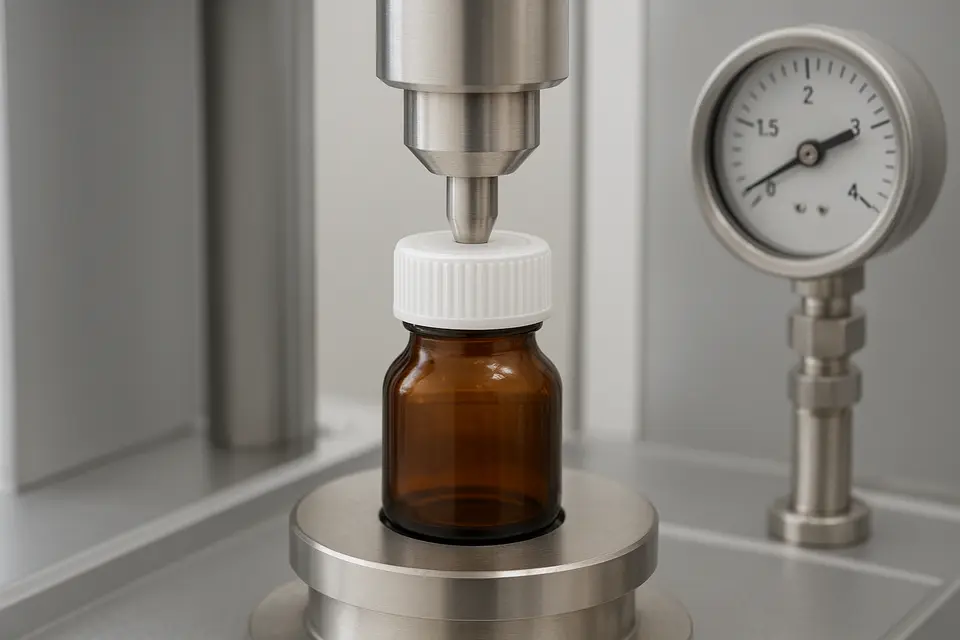 Pharmaceutical bottle cap testing machine