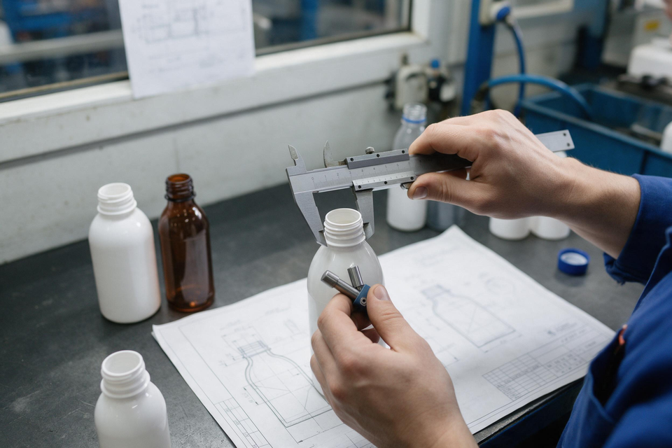 Measuring bottle neck with caliper