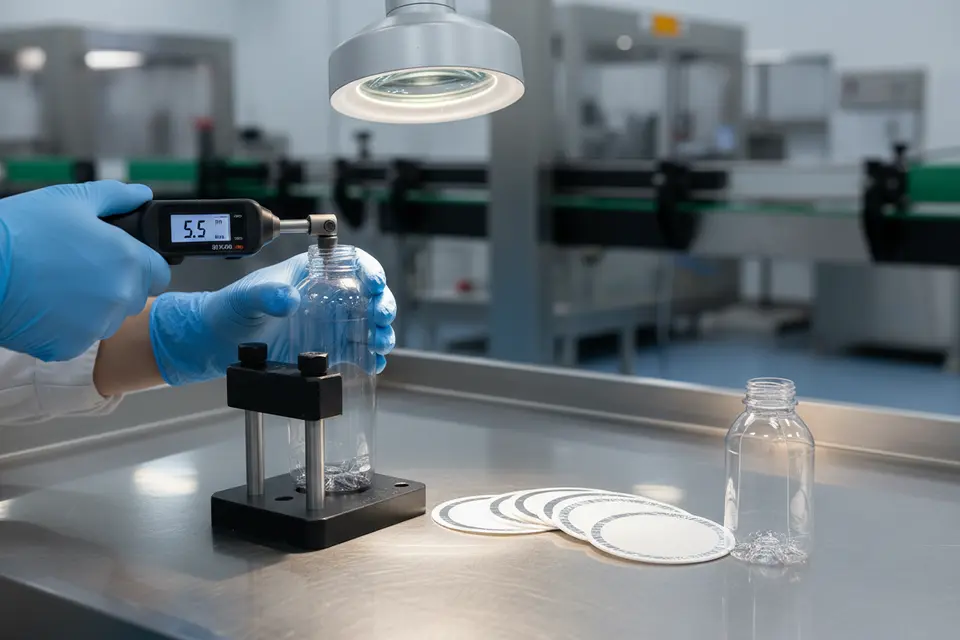 Measuring plastic bottle with gauge