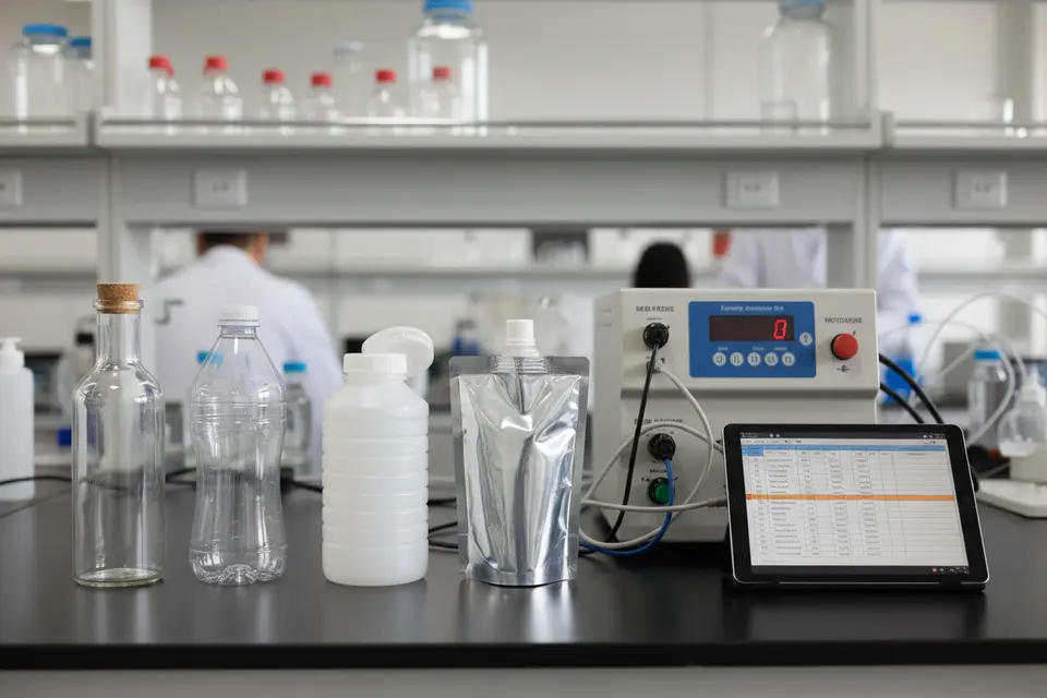 Various packaging samples in laboratory