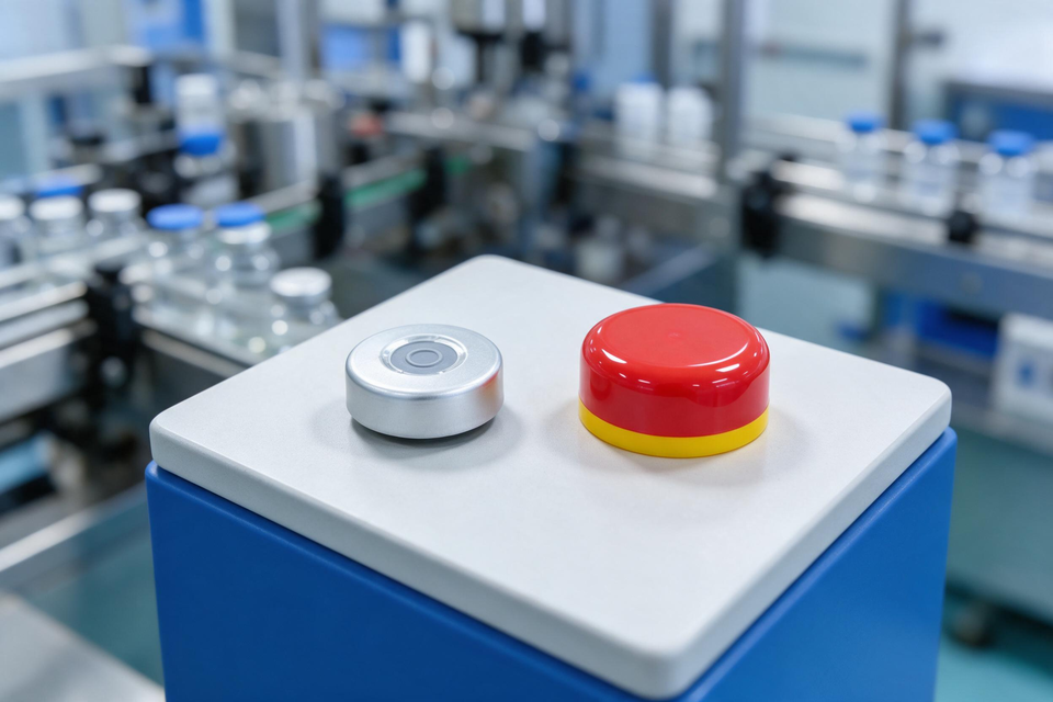 Factory machine control push‑button panel