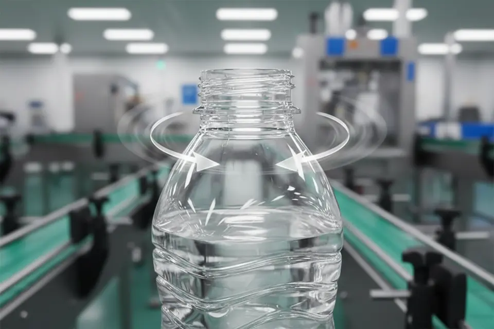 Plastic bottle on filling production line